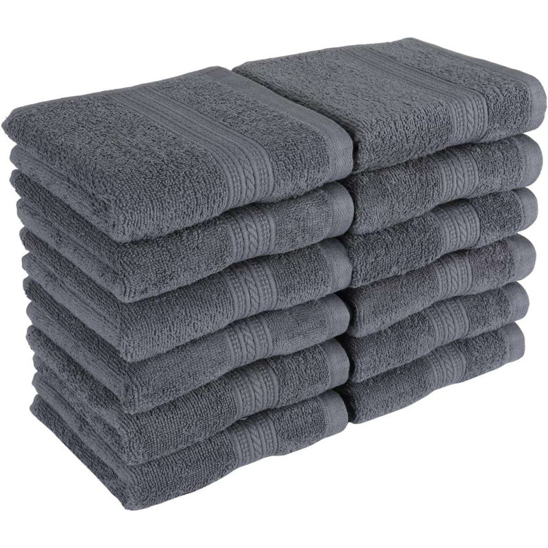 Débarbouillette 100% coton Careen Premium (13 x 13 pouces) très absorbante, Gris foncé
