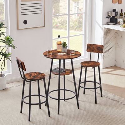 Tabouret de bar rond avec tablettes, tabouret avec dossier
