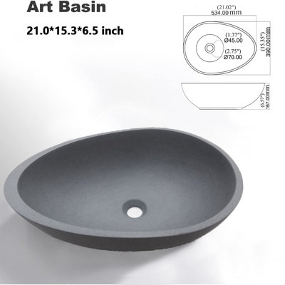 Schnappi 15 " Concrete Oval Bathroom Sink