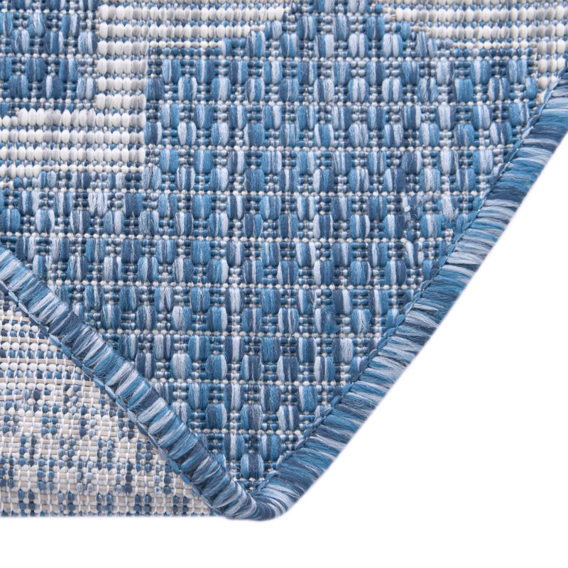 Suffolk Blue Indoor/Outdoor Area Rug, Oval 5' x 8'