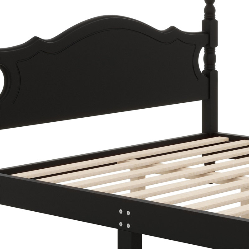 Base de lit plateforme en bois, Noir