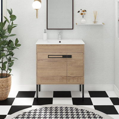 Meuble-lavabo simple 30 po avec plateau en céramique Hartridge