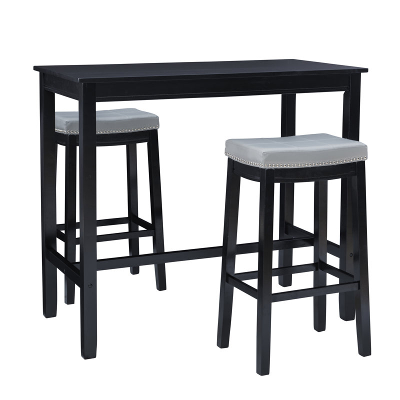 Arlyce 4 - Person Bar Height Dining Set, Black/Gray, Black, 42" H x 47.25" L x 23.75" W