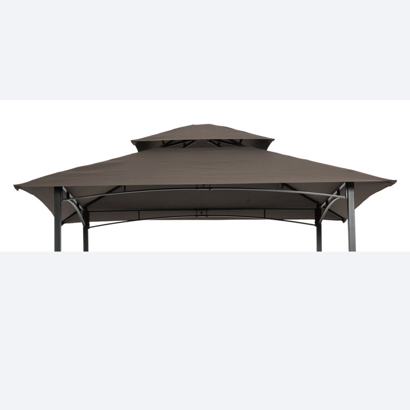 Auvent de remplacement pour pavillon de jardin 8 x 5 pi, toit de tente de barbecue à deux niveaux, Brun