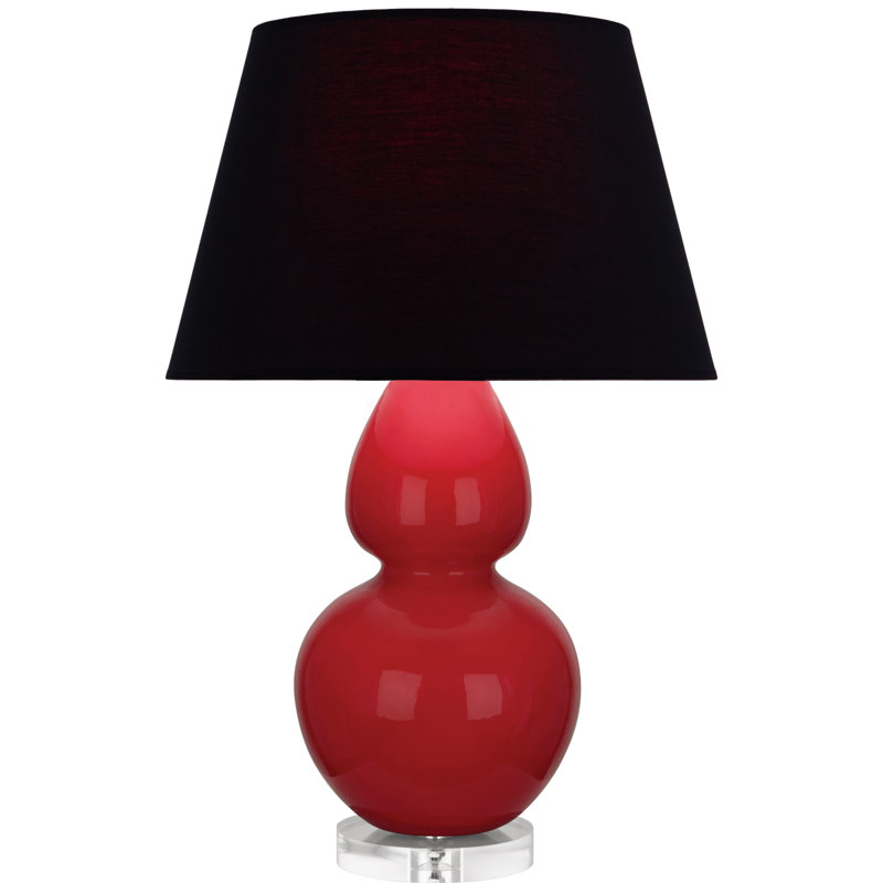 Double Gourd Table Lamp, Navy/Gray, Daisy Glazed/Silver
