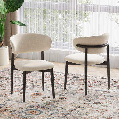 Chaises de salle à manger rembourrées en bois massif de style Mid-Century beige, aucune chaise d'appoint requise pour la salle à manger