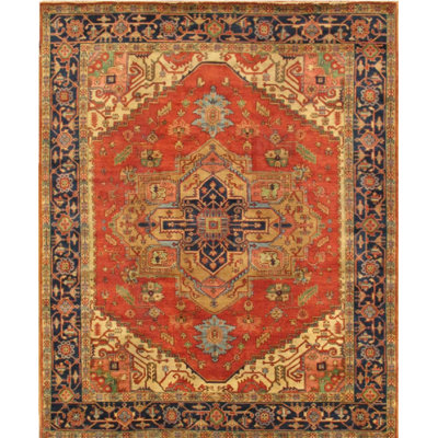 Canvello Serapi Hand-Knotted Rust Wool Area Rug- 9' X 12'