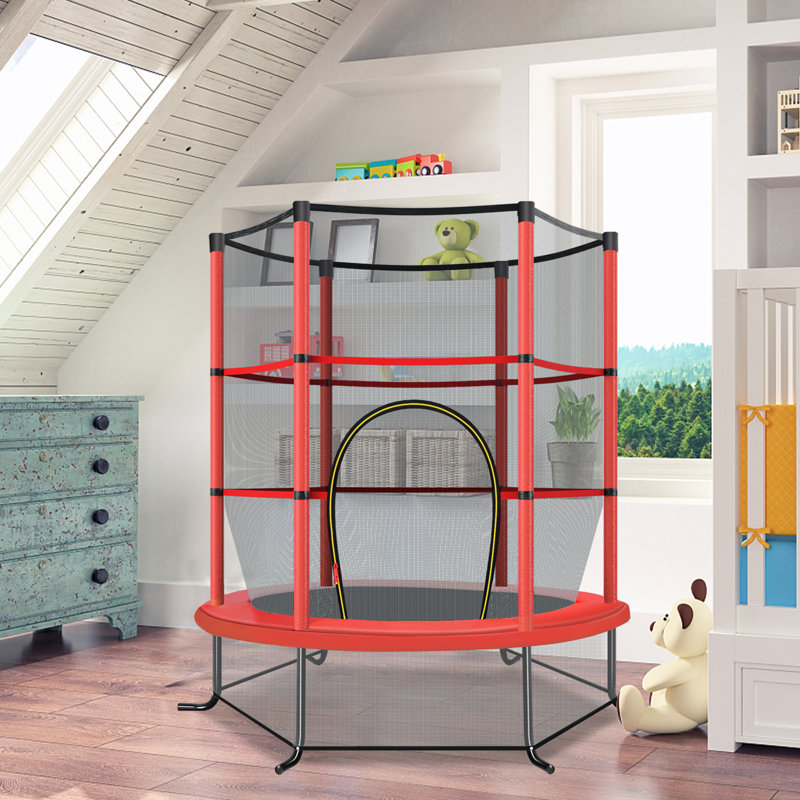 Marionville Freeport Park 165cm Hexagon with Safety Enclosure Trampoline, Red