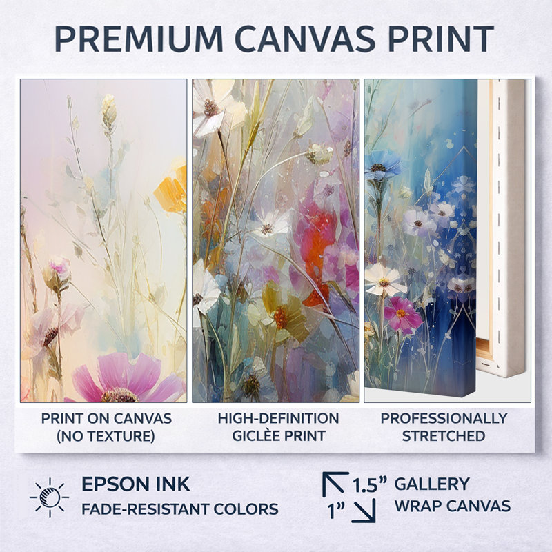 Wildflowers Blossoming Dreams - Wildflowers Wall Art, No Frame, 24" H x 32" W, Wrapped Canvas