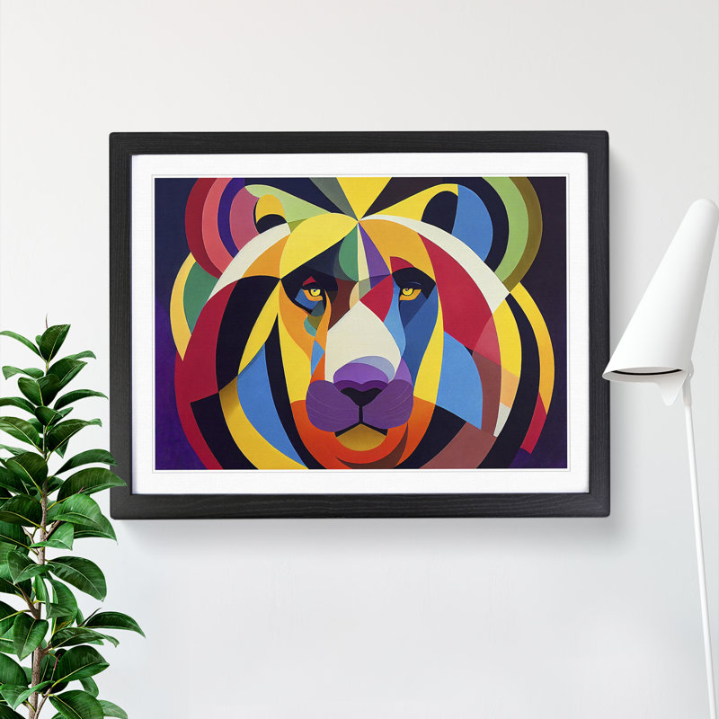 Lion In - Single Picture Frame Print, Black, 46cm H x 64cm W x 2cm D
