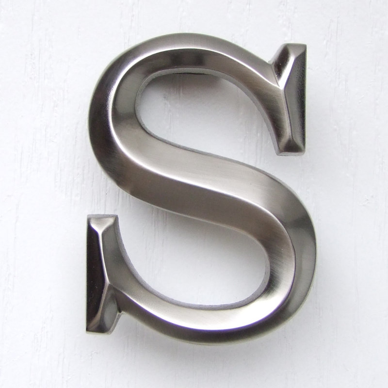Heurtoir de porte lettre monogramme, Nickel, S
