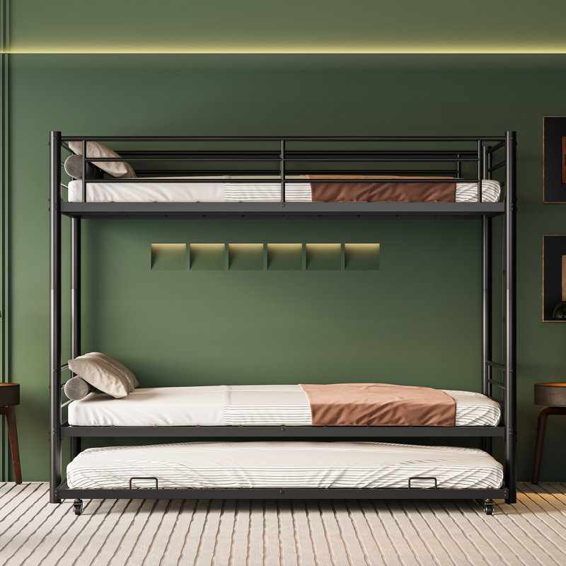 Twin Over Twin Bunk Bed With Trundle Black