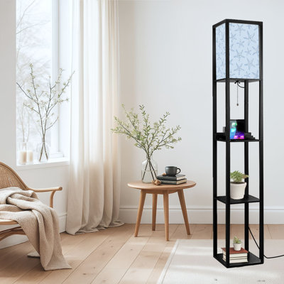 Dimmable LED Standing Floor Lamp Starfish Blue Light, MDF Frame Floor Lamp with Remote Control, 3 Color Light, for Living Room Bedroom