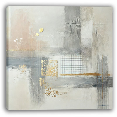 Impression sur toile Modern Modern Elegance - motif géométrique doré et gris