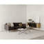 Table basse, plateau en marbre blanc avec base en fer noir complexe, design moderne glamour, idéal pour les espaces de vie chics
