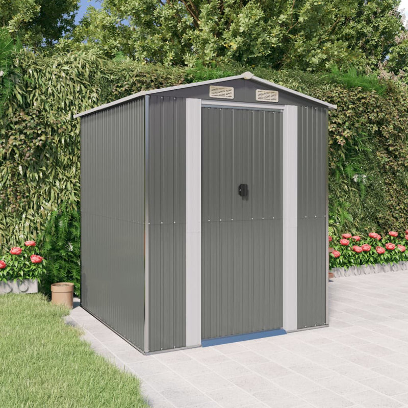 Garden Shed 192x191x223 cm Galvanised Steel, Light Grey