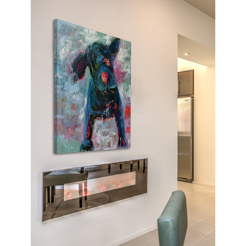 « funky pup », reproduction d’art sur toile tendue encadrée, H 18 po x l 12 po x P 1,5 po