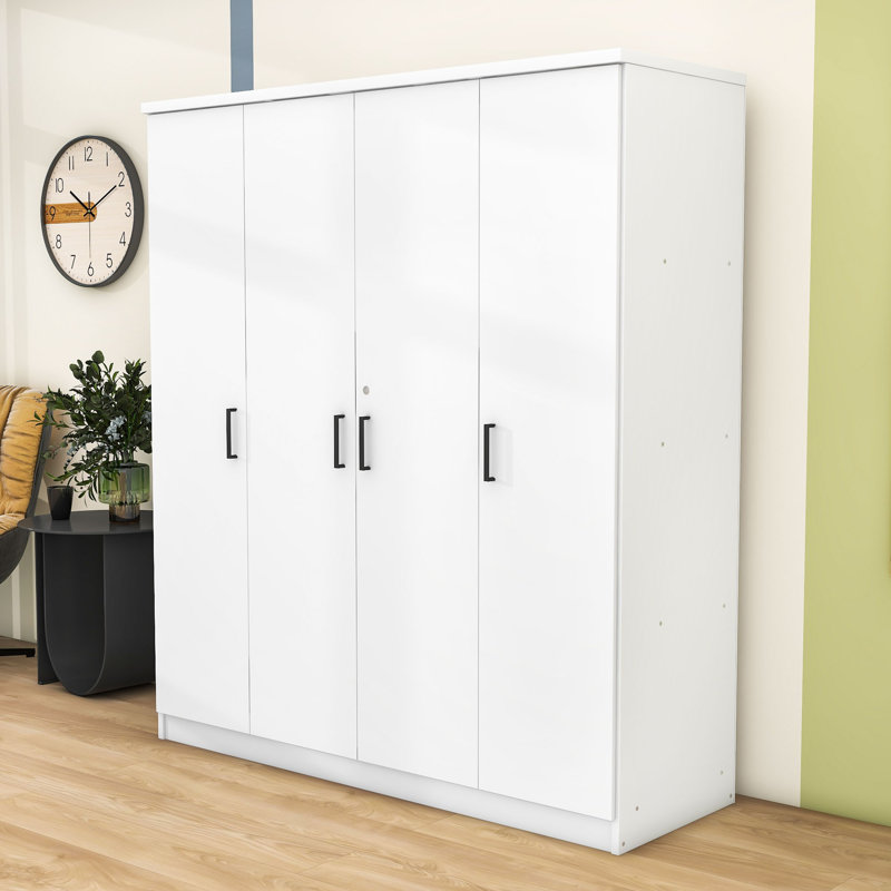 Armoire 4 tiroirs avec tablettes en bois Magny, Blanc