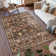 Samira Cullen Machine Washable Floral Border Brown Tan Cream Multi Indoor Area Rug, Transitional Flat Pile for Living Room & Bedroom