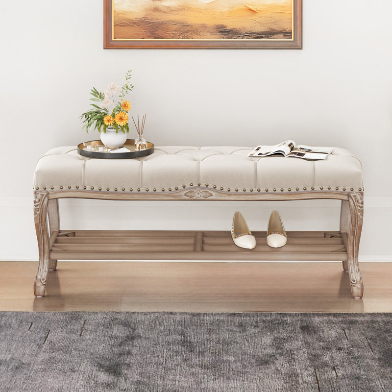 Banc de rangement rembourré Giulio, Beige