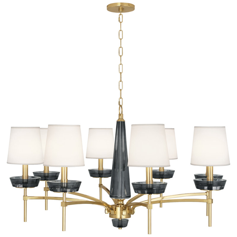 Cristallo 8 - Light Chandelier, Modern Brass, Off White