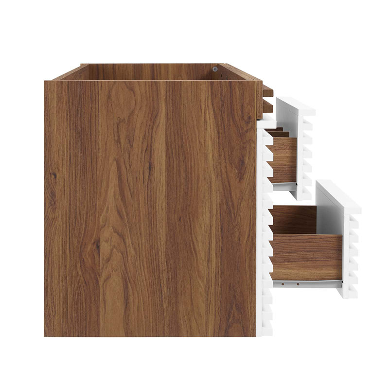 Render 48" White and Walnut Wall-Mount Bathroom Vanity Cabinet