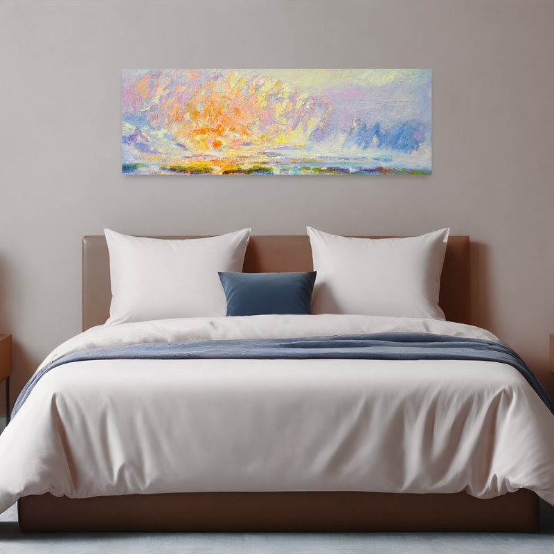 Rubans dans le ciel, art abstrait coloré, paysage côtier contemporain, H 48 po x l 16 po