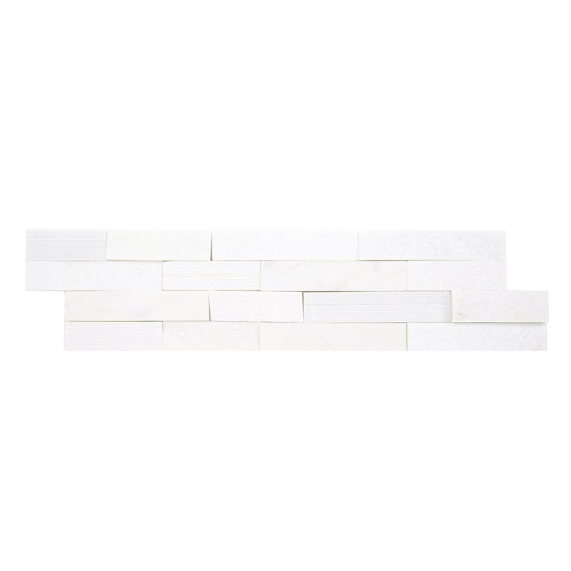 Stonecrest 6 in. x 24 in. Multi Finish Natural Stone Ledger Panel Corner Wall Tile, Auric White