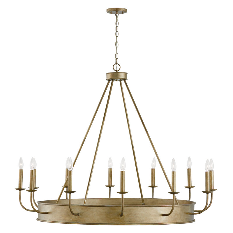  Lustre en roue de chariot 12 lumières Mystic Lustre, H 38,5 po x l 49,5 po