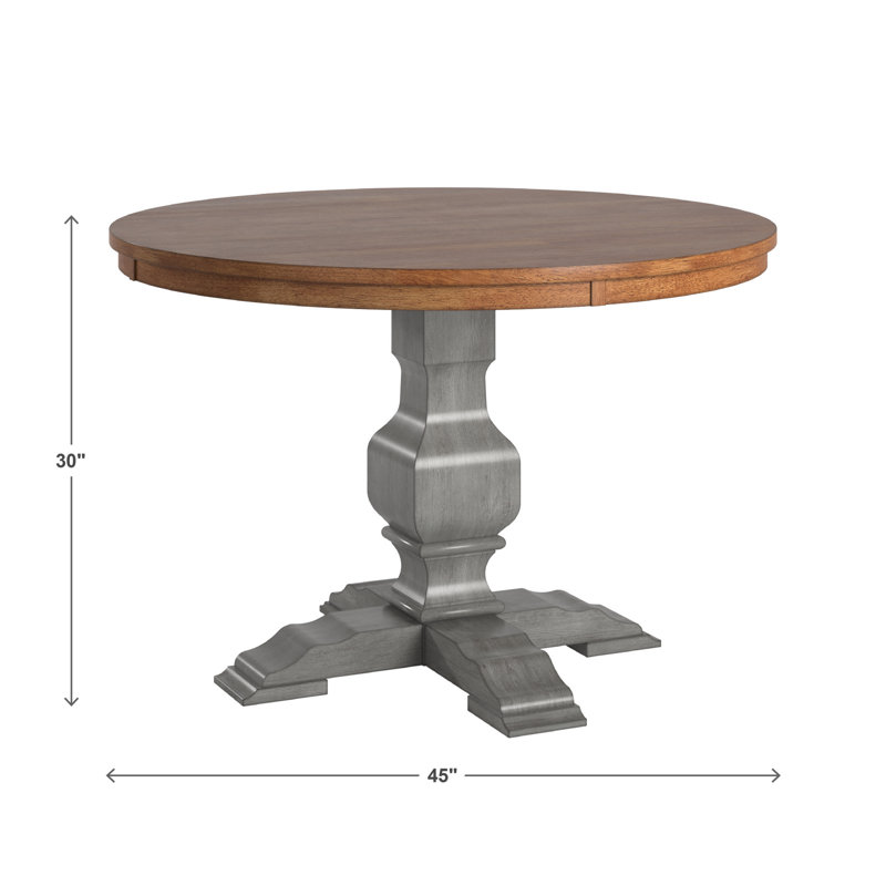 Fortville Round Solid Wood Dining Table, Antique Gray
