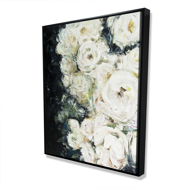 Roses de jardin - Toile encadrée pour décoration intérieure, H 61,25 po x l 49,25 po