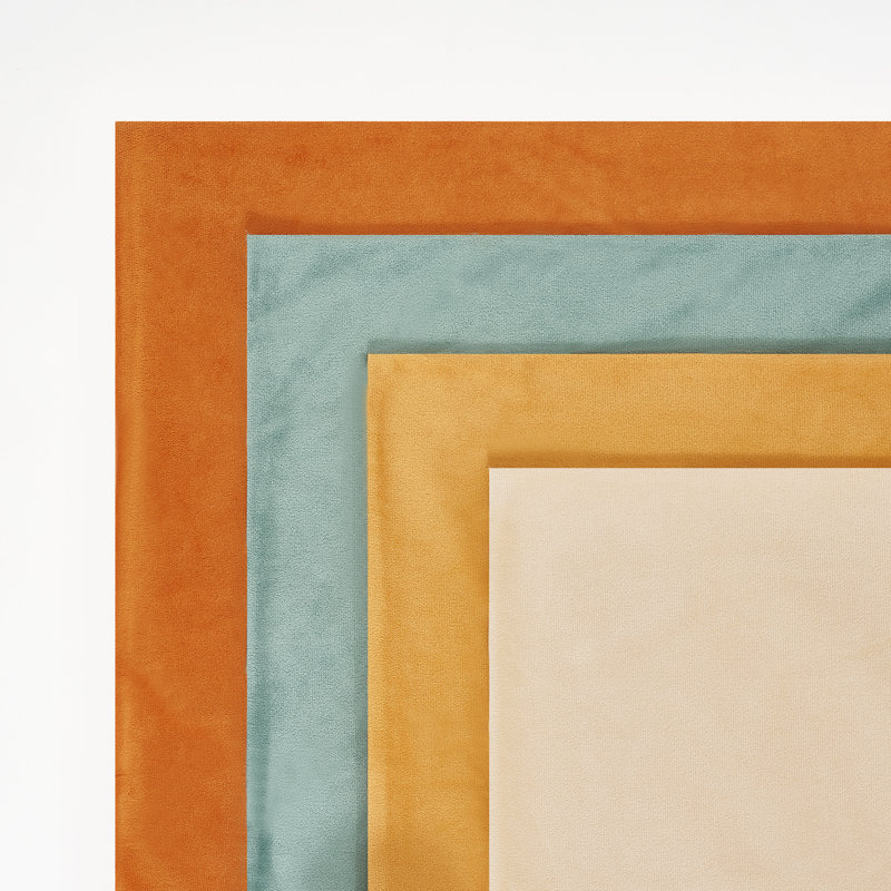 Ensemble de 4 coussins décoratifs en velours, couleurs contrastantes, Orange, bleu sarcelle, Carré 16 po