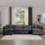 Canapé rembourré 4 places moderne avec 3 repose-pieds, 2 accoudoirs et 4 coussins décoratifs - Velours côtelé gris-129856701