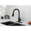 Robinet rétractable noir mat pour la cuisine, acier inoxydable, arche élevée à poignée simple, débit de 1,8 gallon par minute, cuisine facile à entretenir dans la poignée, noir, à faire fonctionner et à installer