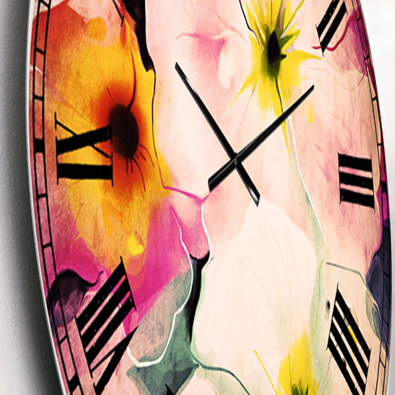 Motif floral aquarelle coloré - Horloge murale traditionnelle, Petit