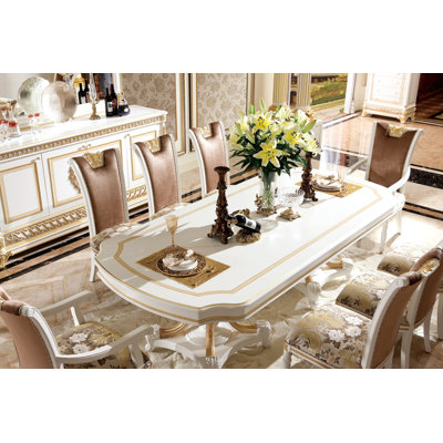 Infinity White And Gold Long Dining Table