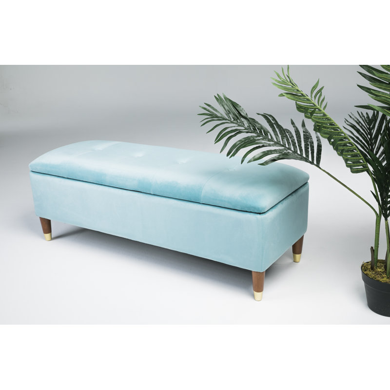 Agnon Upholstered Storage Bench, Blue