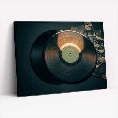 Ensemble de 1 tableau sur toile en forme de disque vinyle