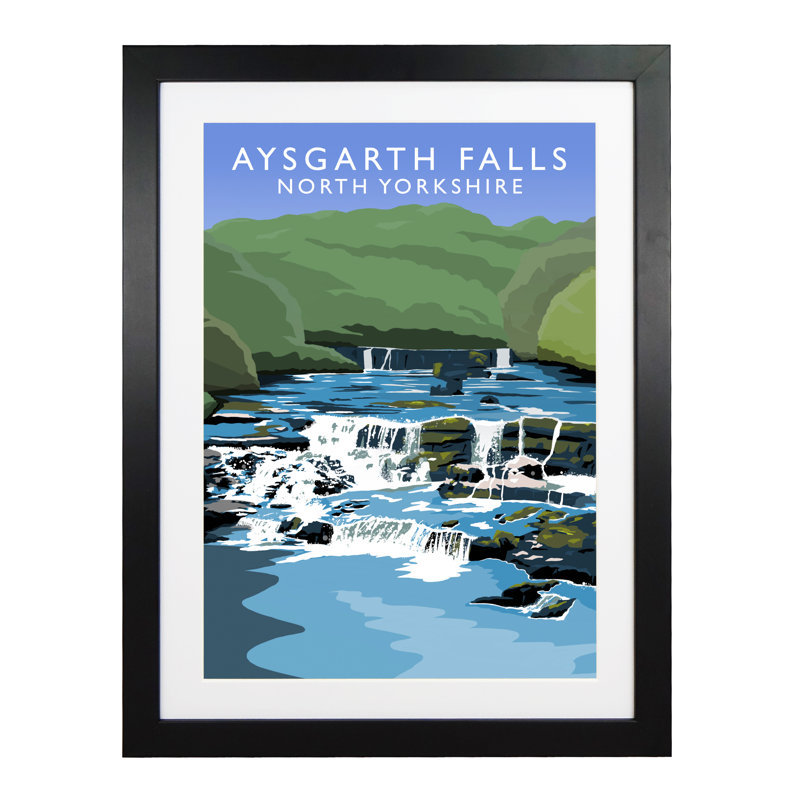 Aysgarth Falls by Richard O'Neil - Print, Black Wood Frame, 54 cm H x 44 cm W x 2.2 cm D