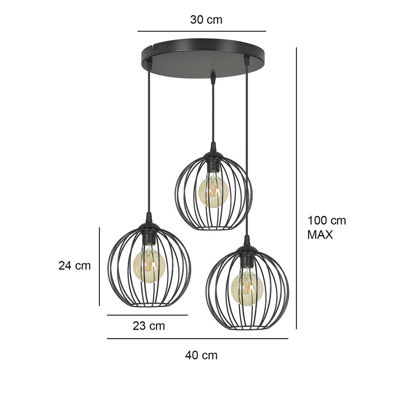 Kilpatrick 3 - Light Geometric Pendant, Black, Black
