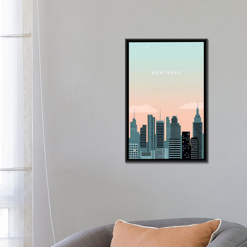 «New York», impression sur toile, H 26 po x l 18 po x P 1,5 po, Toile avec cadre noir, Pas de tapis