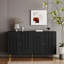 Armoire de rangement moderne moderne laquée noire à 4 portes avec buffet pour le salon, le vestibule, le couloir, le bureau, la cuisine et la salle à manger