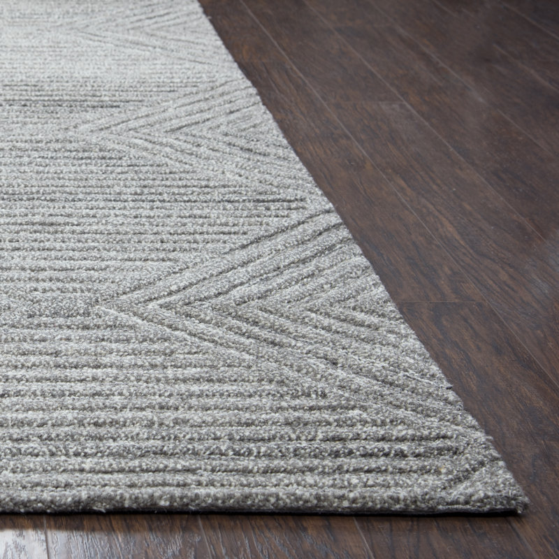 Tapis gris en laine touffeté à la main Preusser, Rectangle 10 pi x 13 pi