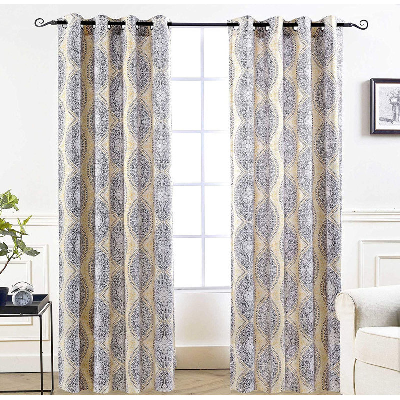 Ishpeming Room Darkening Curtain Pair, 52“ W x 96" L, Gray/Yellow