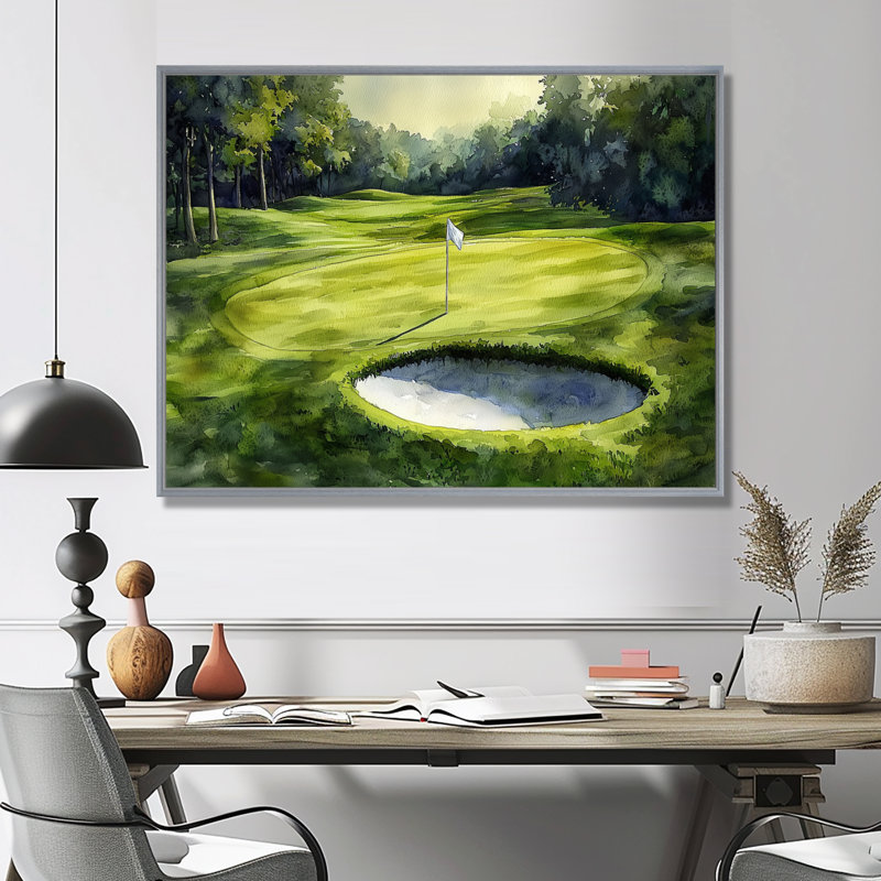 «Golf Course Champions Horizon II», art mural encadré, H 30 po x l 40 po, Cadre flottant, Natural