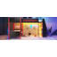 Lit superposé simple en L avec lit mezzanine simple, bureau intégré, tablettes et lumières DEL, noir et rouge