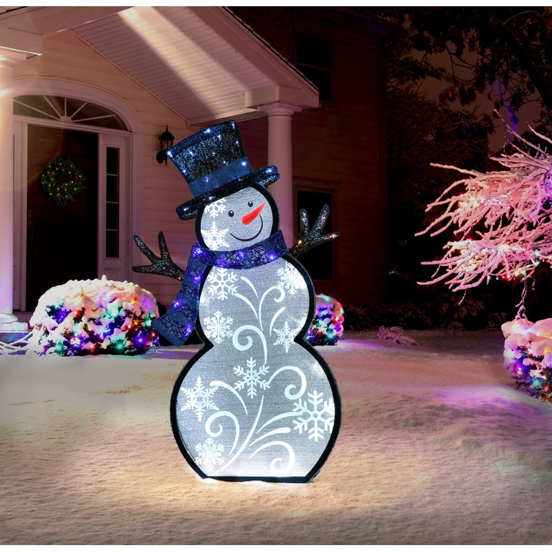 Présentoir de bonhomme de neige extérieur éclairé 30 po