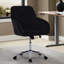 Chaise de travail ergonomique Home Base - base en métal, siège en velours doux, dossier en relief, coussin pivotant noir confortable pour bureau,-132960751