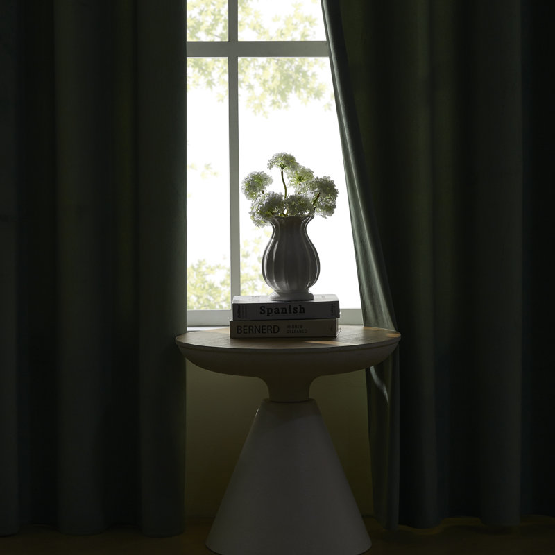 Deavion Velvet Solid Color Metal Grommets Room Darkening Curtain Panels, 52" W x 108" L, Sage Green