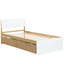 Lit simple avec tête et pied blanc brillant - 2 tiroirs de couleur chêne pour un meilleur rangement-1878217743